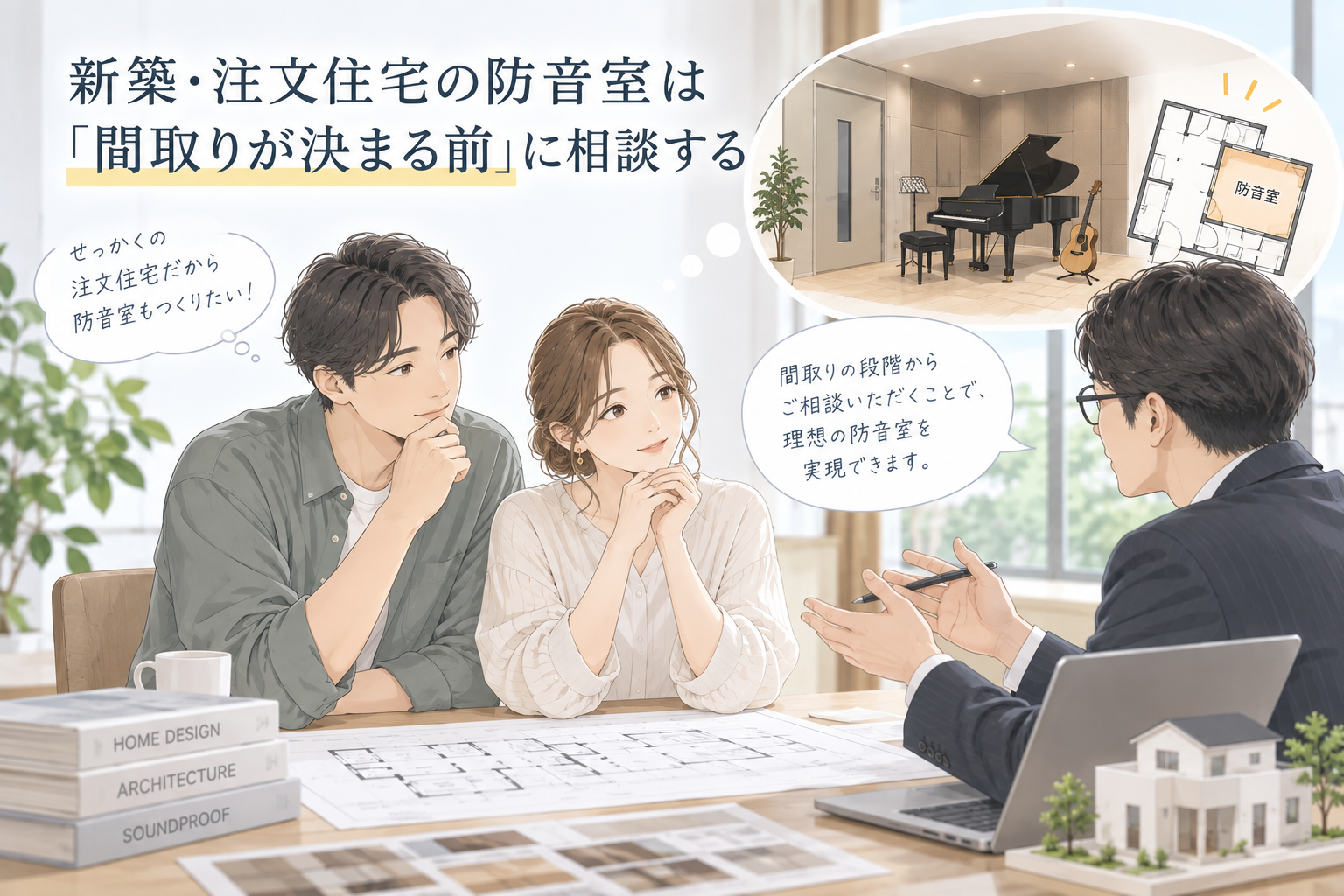 防音室は建物の間取りが決まる前に