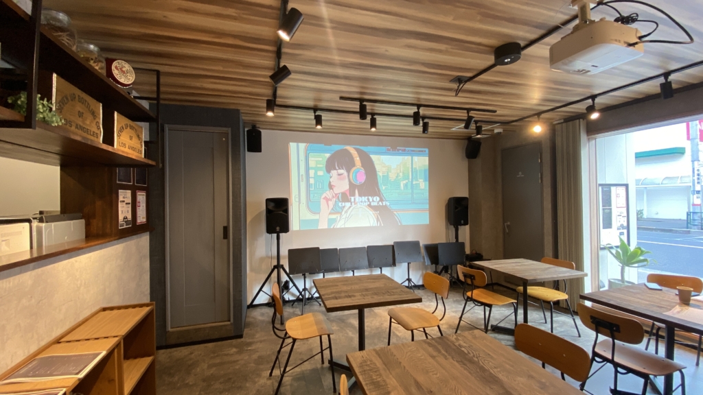 projector projection in a soundproof studio