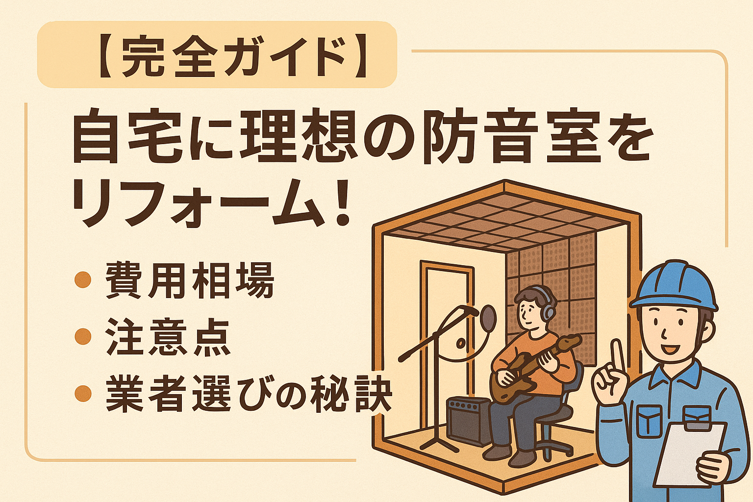 完全ガイド】自宅に理想の防音室をリフォーム！費用相場・注意点・業者