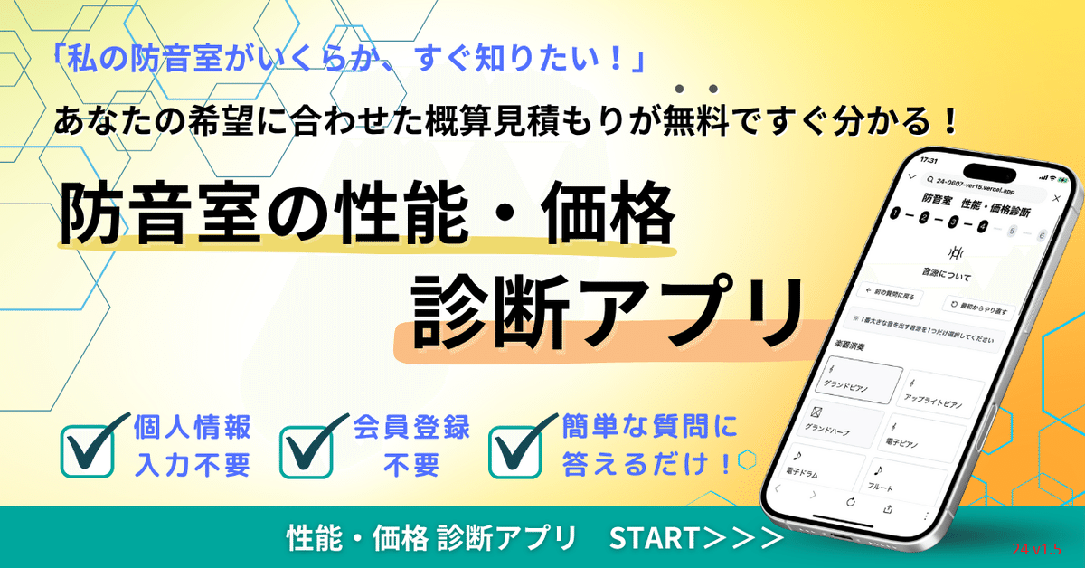 操作時間は約1分、簡単操作の防音室診断アプリ　https://2025showaonkyo-soundproofing-budget.vercel.app/