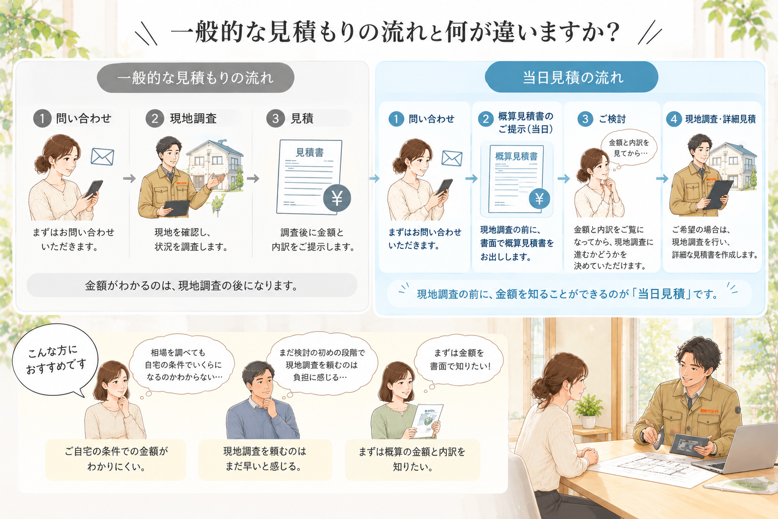 一般的な見積もりと当日見積の違い